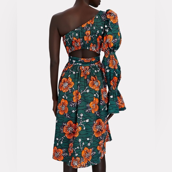 Autumn Adeigbo Trixie One Shoulder Green & Orange Floral Dress - Picture 8 of 14